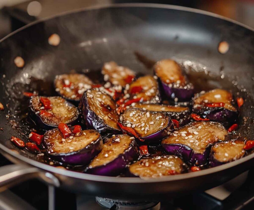 Irresistibly Spicy Chinese Eggplant, with Szechuan Sauce. 3 Spicy Chinese Eggplant, with Szechuan Sauce.