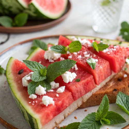 Watermelon Sandwiches Are the Low-Carb Summer Hack You Need Right Now 3 healthy watermelon sandwich summer recipe