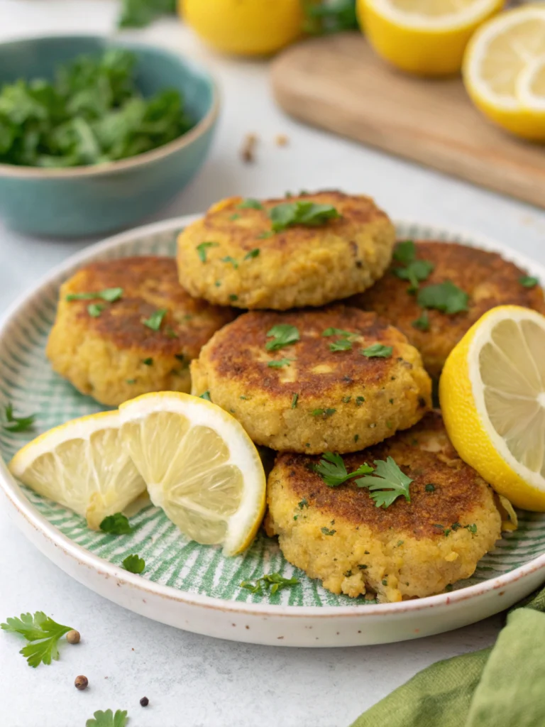 lemon chickpea patties , healthy chickpea fritters, chickpea patties for weight loss