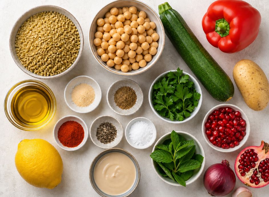 Tayyibat-inspired vegan freekeh bowl on